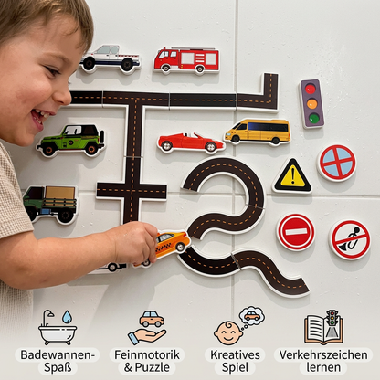 Selbstklebende Straßen & Auto-Badespielzeug