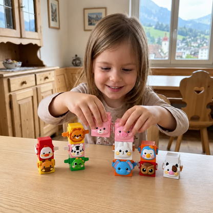 Pädagogisches Montessori-Tier-Stapelspiel – Konstruktionsspielzeug