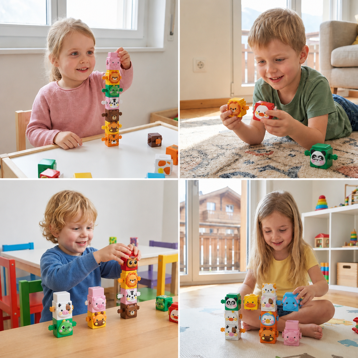 Pädagogisches Montessori-Tier-Stapelspiel – Konstruktionsspielzeug