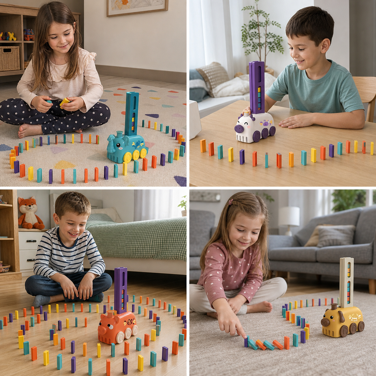 Domino-Spaß mit Tierautos