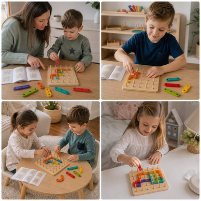 Kreatives Montessori-Holzspiel mit Nägeln