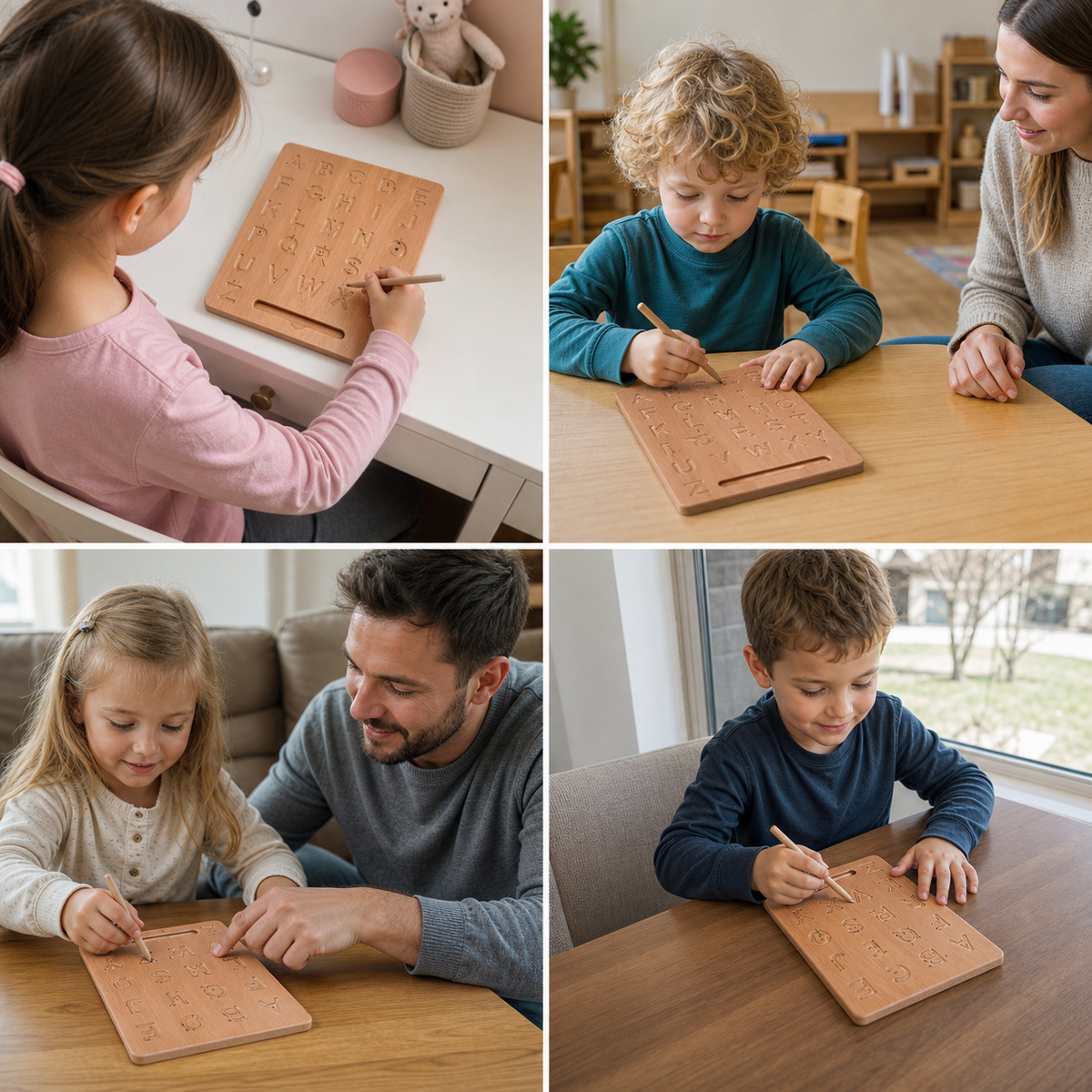 Holz-Buchstabentafel zum Schreibenlernen