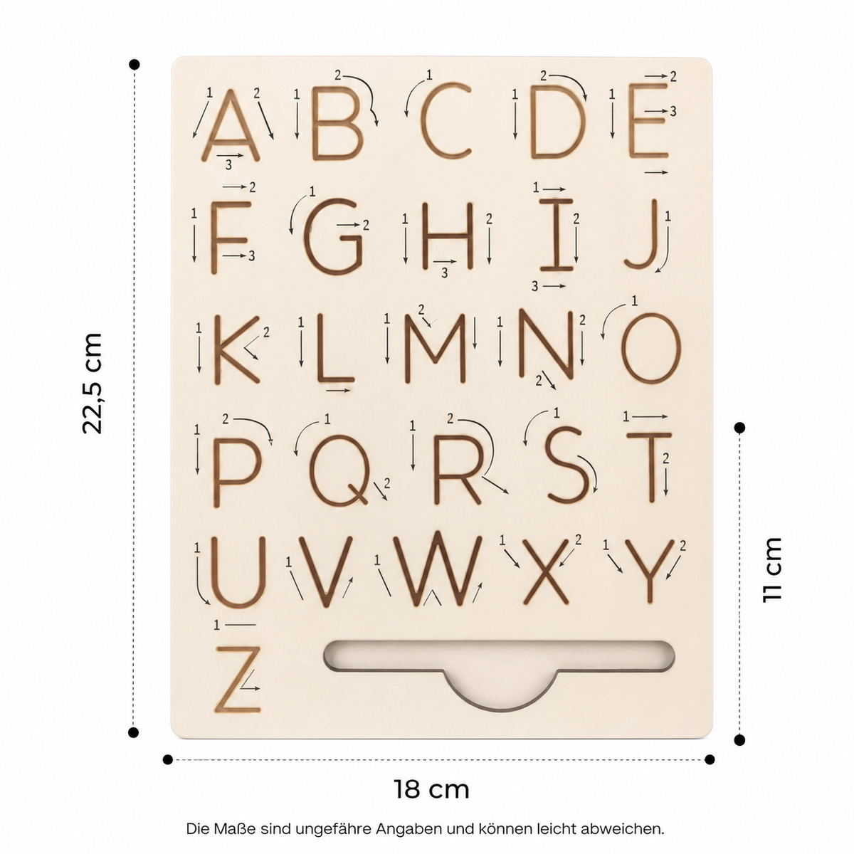 Holz-Buchstabentafel zum Schreibenlernen