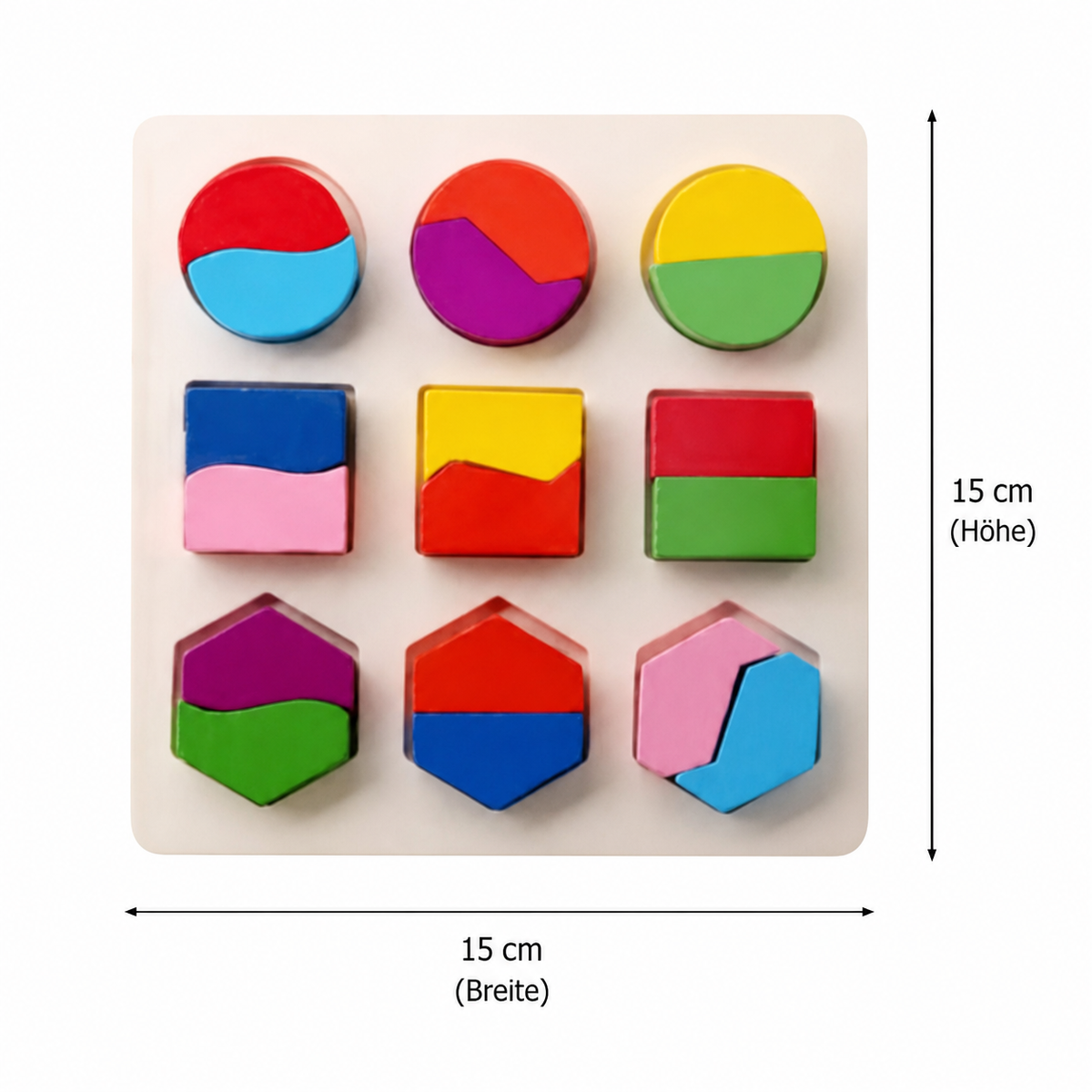 Einfaches Montessori-Holzpuzzle mit Formen und Farben für Kleinkinder