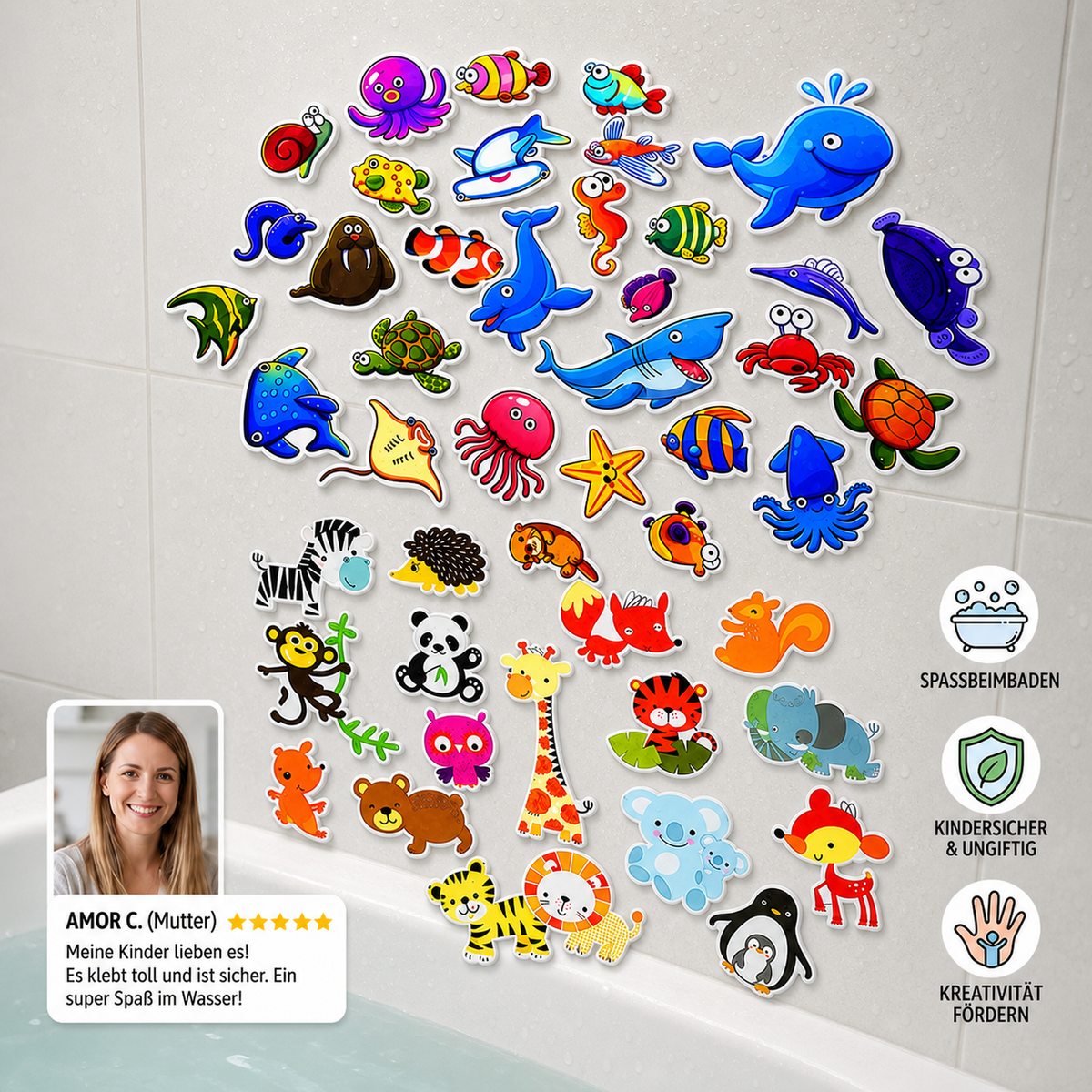 Klebrige Bade-Tierfiguren – Kinderspielzeug