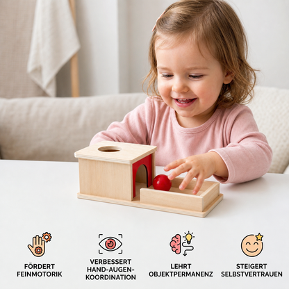 Montessori Holzbox mit Ball für Kleinkinder
