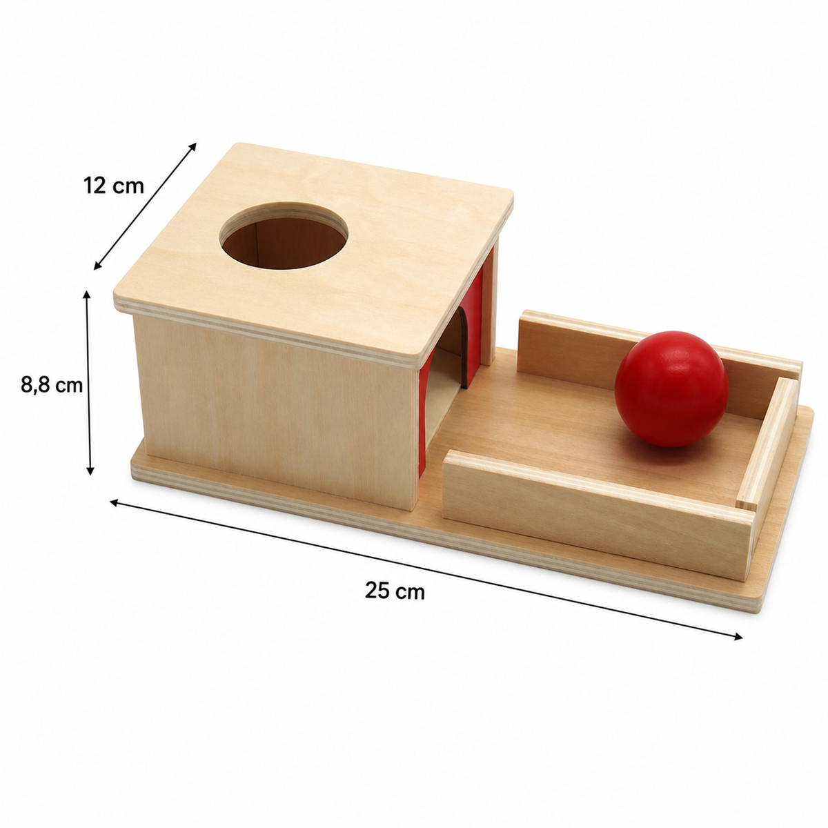 Montessori Holzbox mit Ball für Kleinkinder