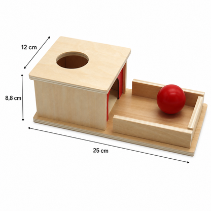 Montessori Holzbox mit Ball für Kleinkinder