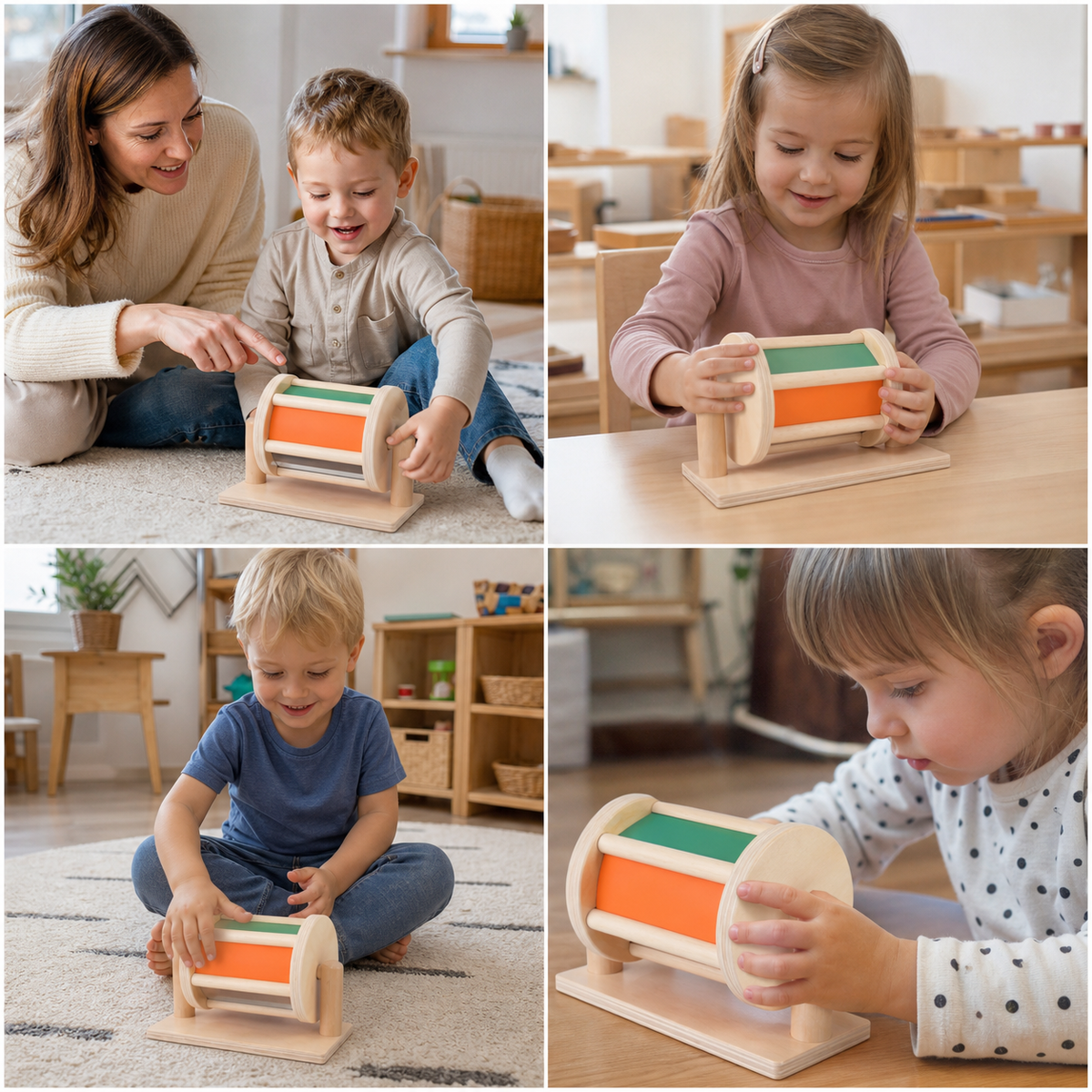 Montessori Drehbare Holzbox für Kleinkinder