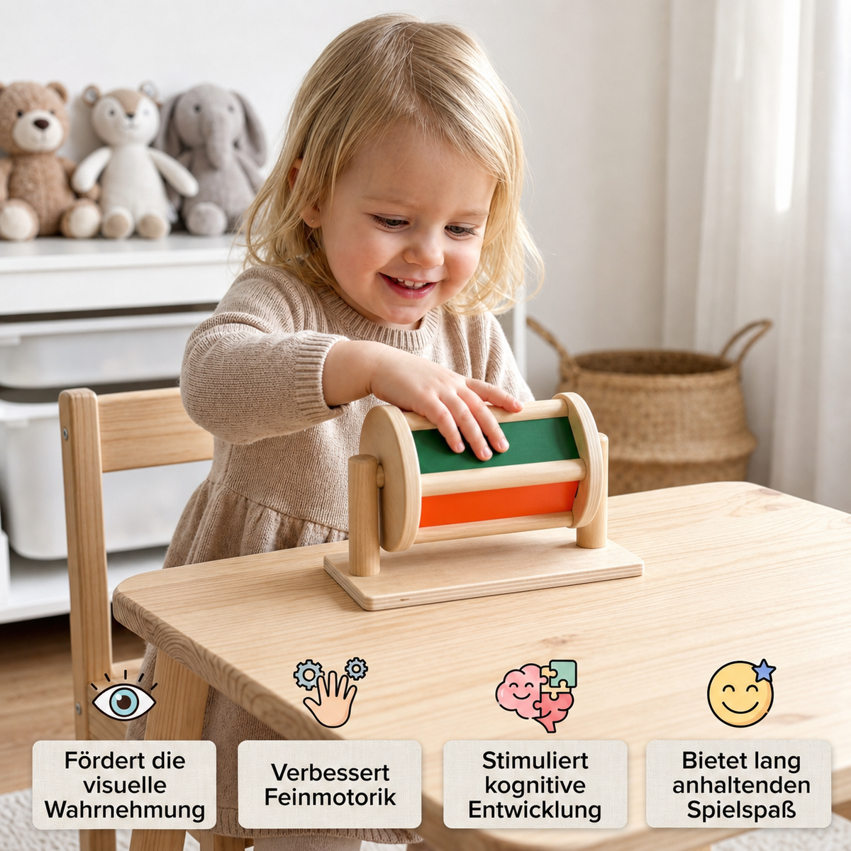 Montessori Drehbare Holzbox für Kleinkinder