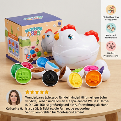 Montessori-Spielzeug mit Formen und Farben – Huhn