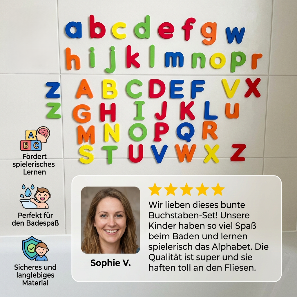 Badespielzeug mit Buchstaben, Formen & Farben