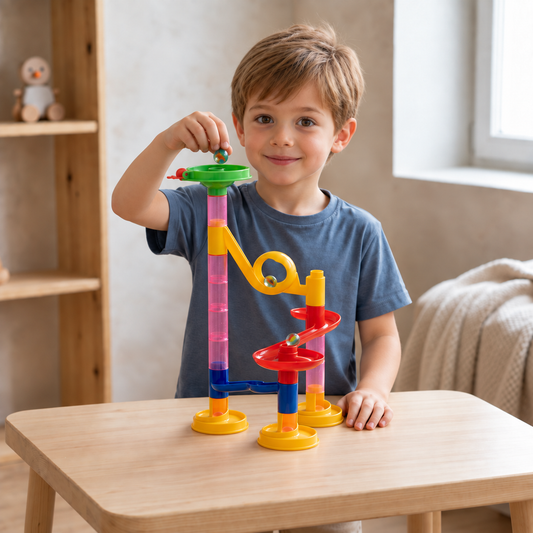 Bauklötze-Murmelbahn-Säulen-Spielset