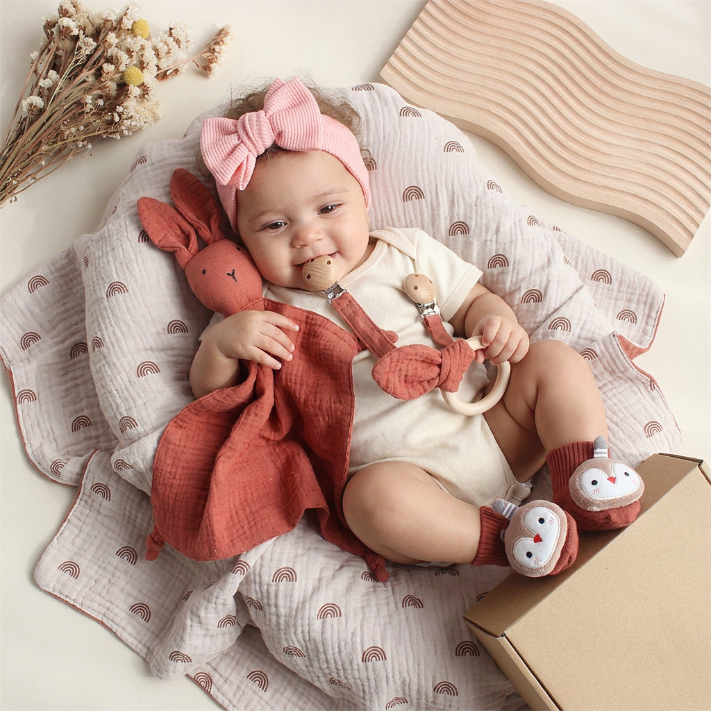 6-Teiliges Neugeborenen Geschenkbox Set  – Baby Erstausstattung