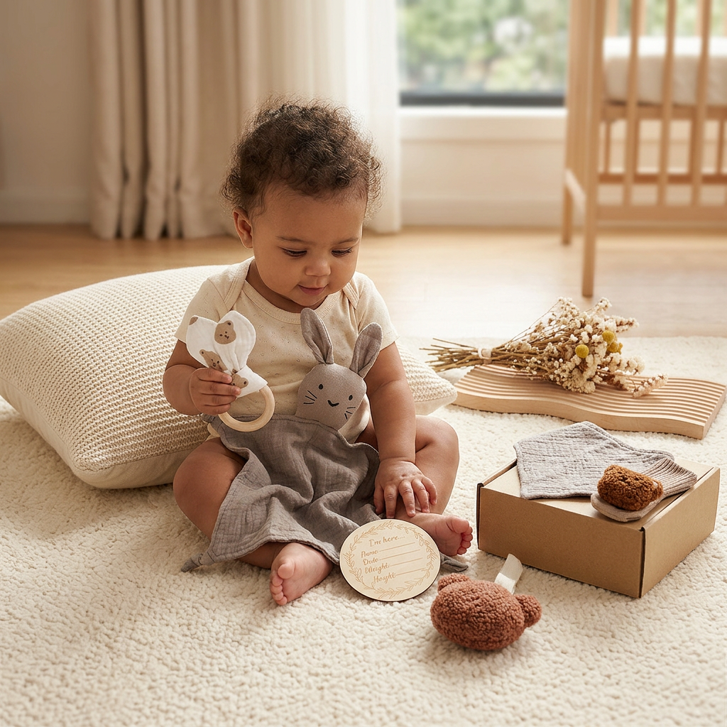 6-Teiliges Neugeborenen Geschenkbox Set  – Baby Erstausstattung