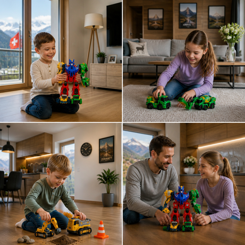 6-in-1 Magnetisches Verwandlungsspielzeug – Baue 6 Fahrzeuge, 3 Dinosaurier & 1 Roboter