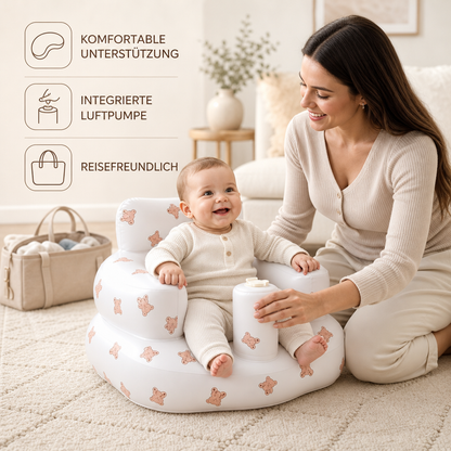 Aufblasbarer Baby-Bodensitz mit integrierter Pumpe – Tragbar & faltbar
