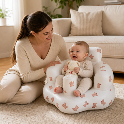 Aufblasbarer Baby-Bodensitz mit integrierter Pumpe – Tragbar & faltbar