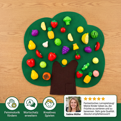Aktivitätsbrett „Obstbaum“ aus Filz – Montessori-Lernspielzeug