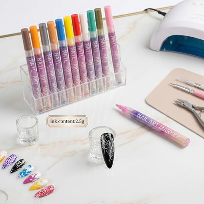 Nail Art Marker Set mit Präzisionsspitze – Acrylmalstifte für feine Nageldesigns