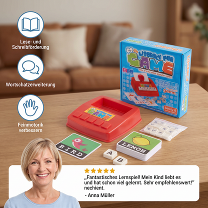 Interaktives Rechtschreib- und Wortzuordnungsspiel – Lernspielzeug zur Lese- und Schreibförderung für Vorschulkinder mit Bildkarten und Buchstabenplättchen