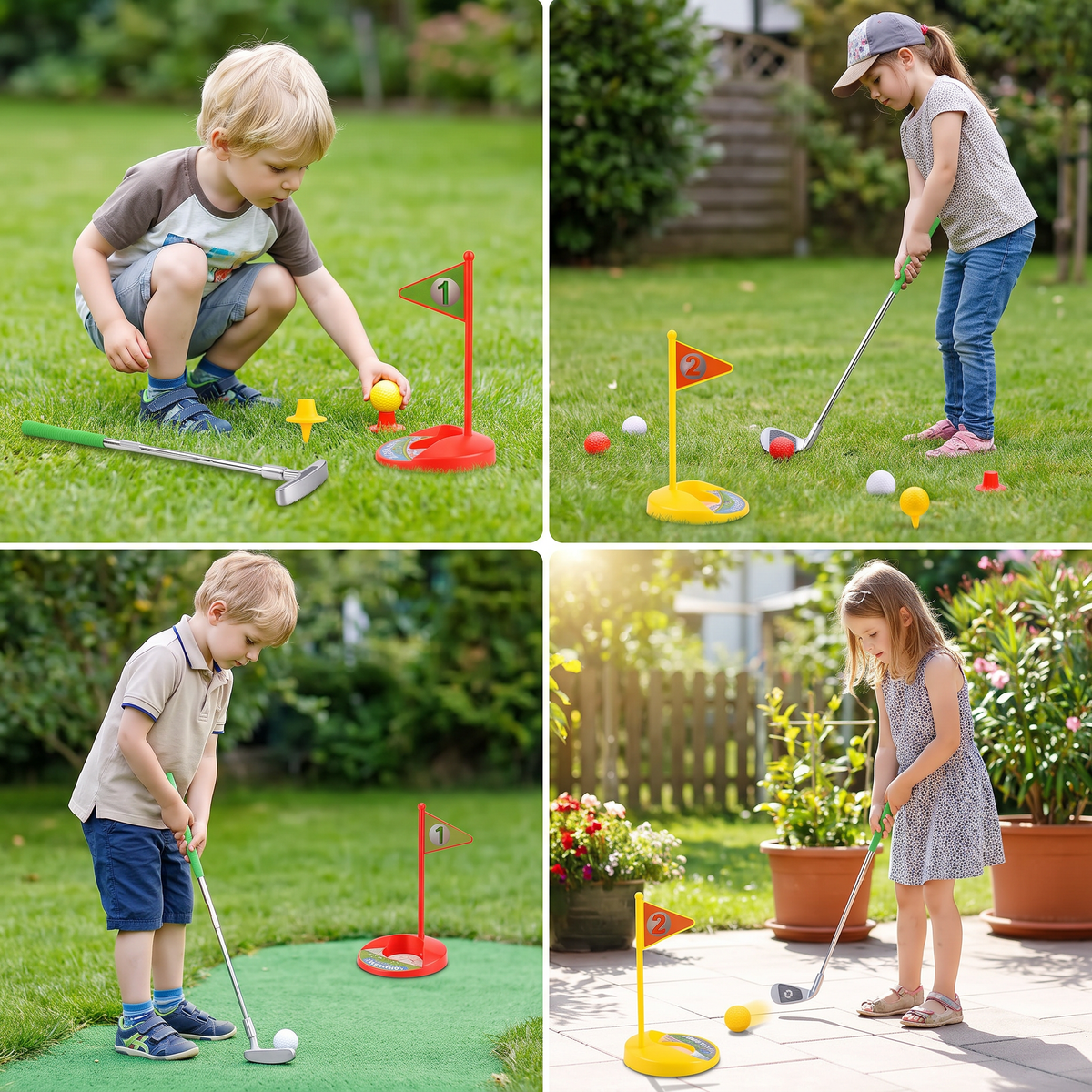 Kinder Golfspiel-Set mit Größenanpassbaren Schlägern - Perfekt für den Garten