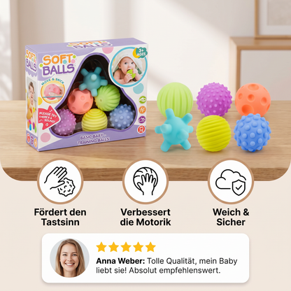 6er Set Sensorik-Bälle – Weiche Tastsinn- & Massagebälle für Babys & Kinder