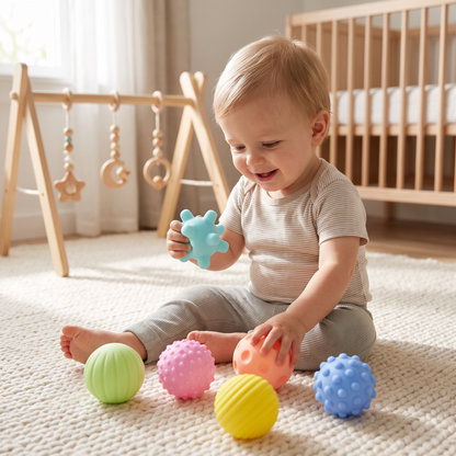 6er Set Sensorik-Bälle – Weiche Tastsinn- & Massagebälle für Babys & Kinder