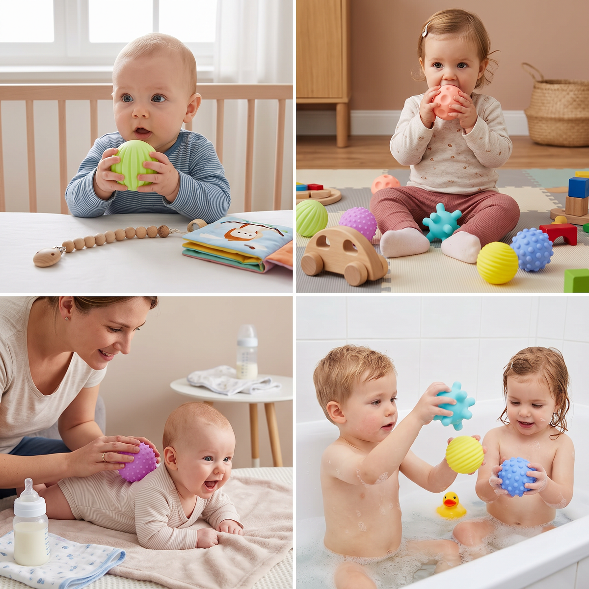 6er Set Sensorik-Bälle – Weiche Tastsinn- & Massagebälle für Babys & Kinder