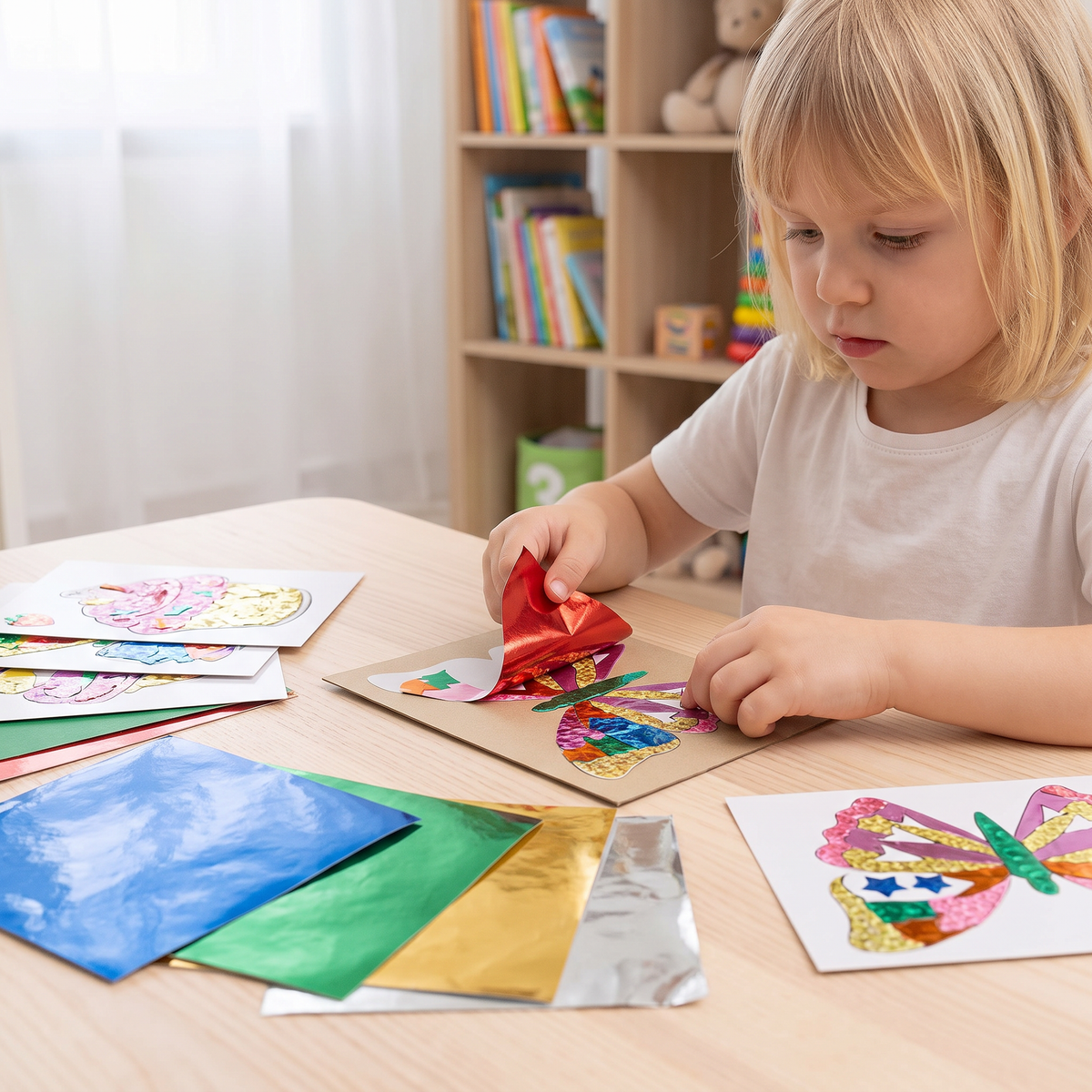 Folien Kunst Kreativ-Bastelset für Kinder – Bastelspaß ohne Kleckern