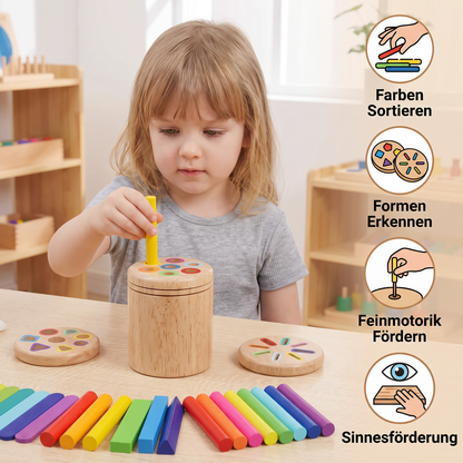 Montessori Farb- & Formen Sortierspiel aus Holz – Lernspiel für Feinmotorik & Sinnesförderung