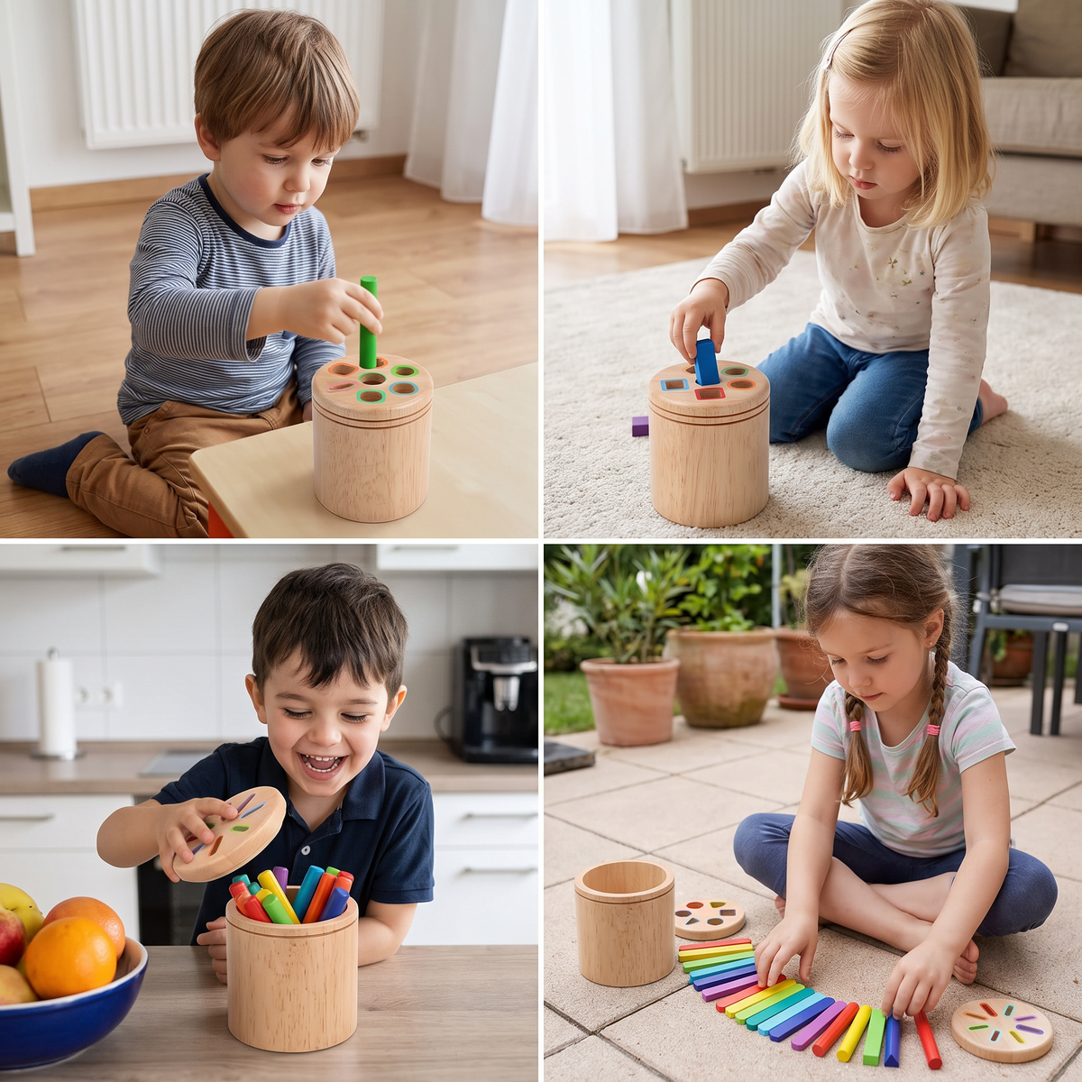 Montessori Farb- & Formen Sortierspiel aus Holz – Lernspiel für Feinmotorik & Sinnesförderung