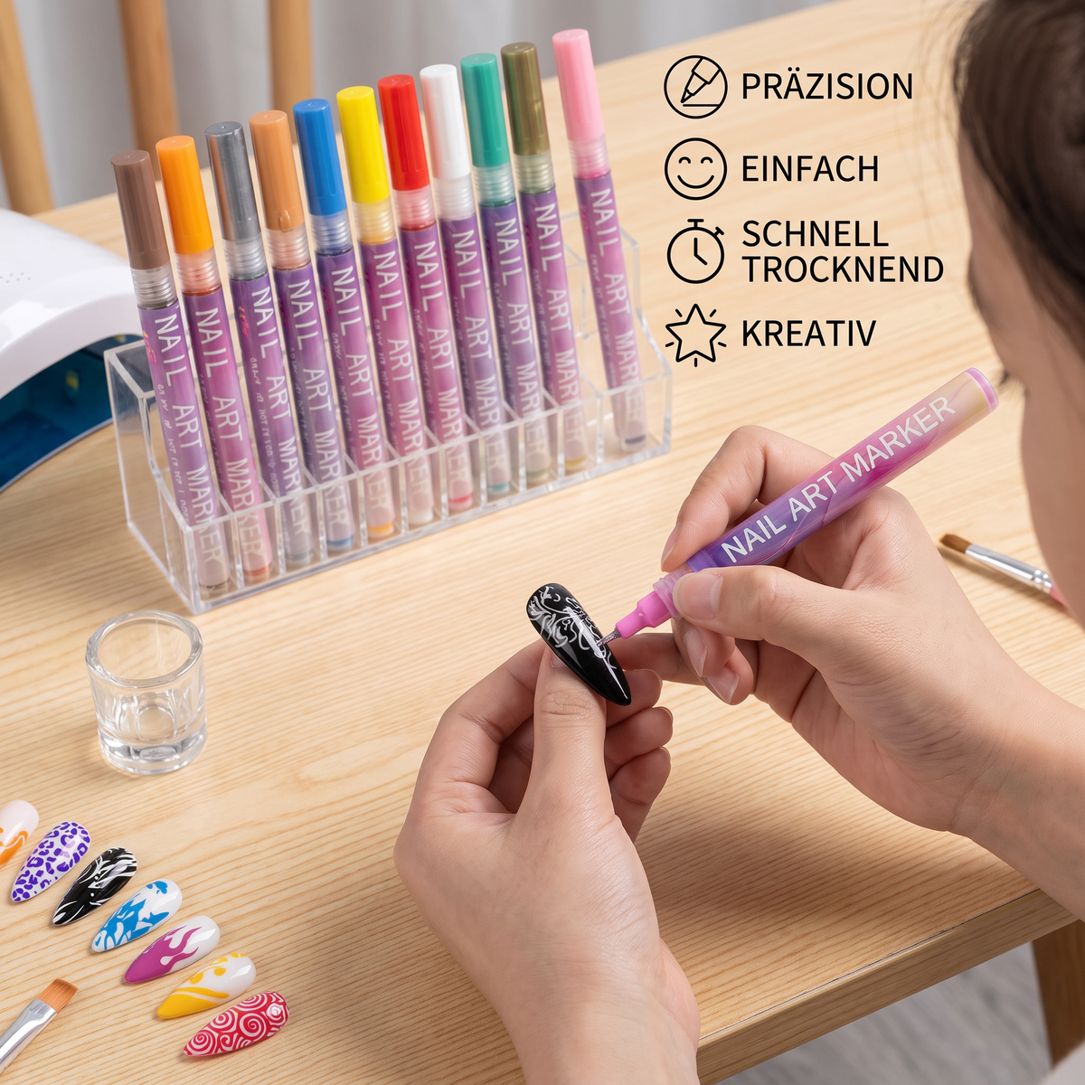 Nail Art Marker Set mit Präzisionsspitze – Acrylmalstifte für feine Nageldesigns