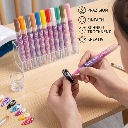 Nail Art Marker Set mit Präzisionsspitze – Acrylmalstifte für feine Nageldesigns