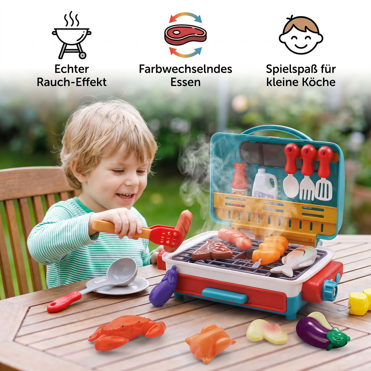 Mein erster BBQ-Grill – Kinderküche mit Rauch-Effekt und farbwechselnden Lebensmittel