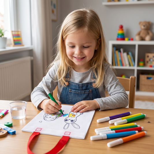 Kinder Bastel und Mal Taschen Set mit Stiften