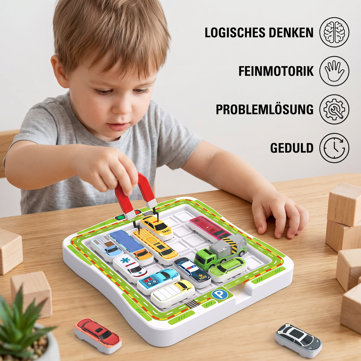 Logisches Denken - Auto Parkplatz Rätsel Spielzeug für Kinder