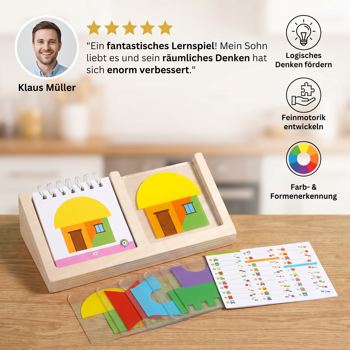 Geometrisches Farben und Formen Puzzle Rätselspiel - Fördert Logisches Denken!