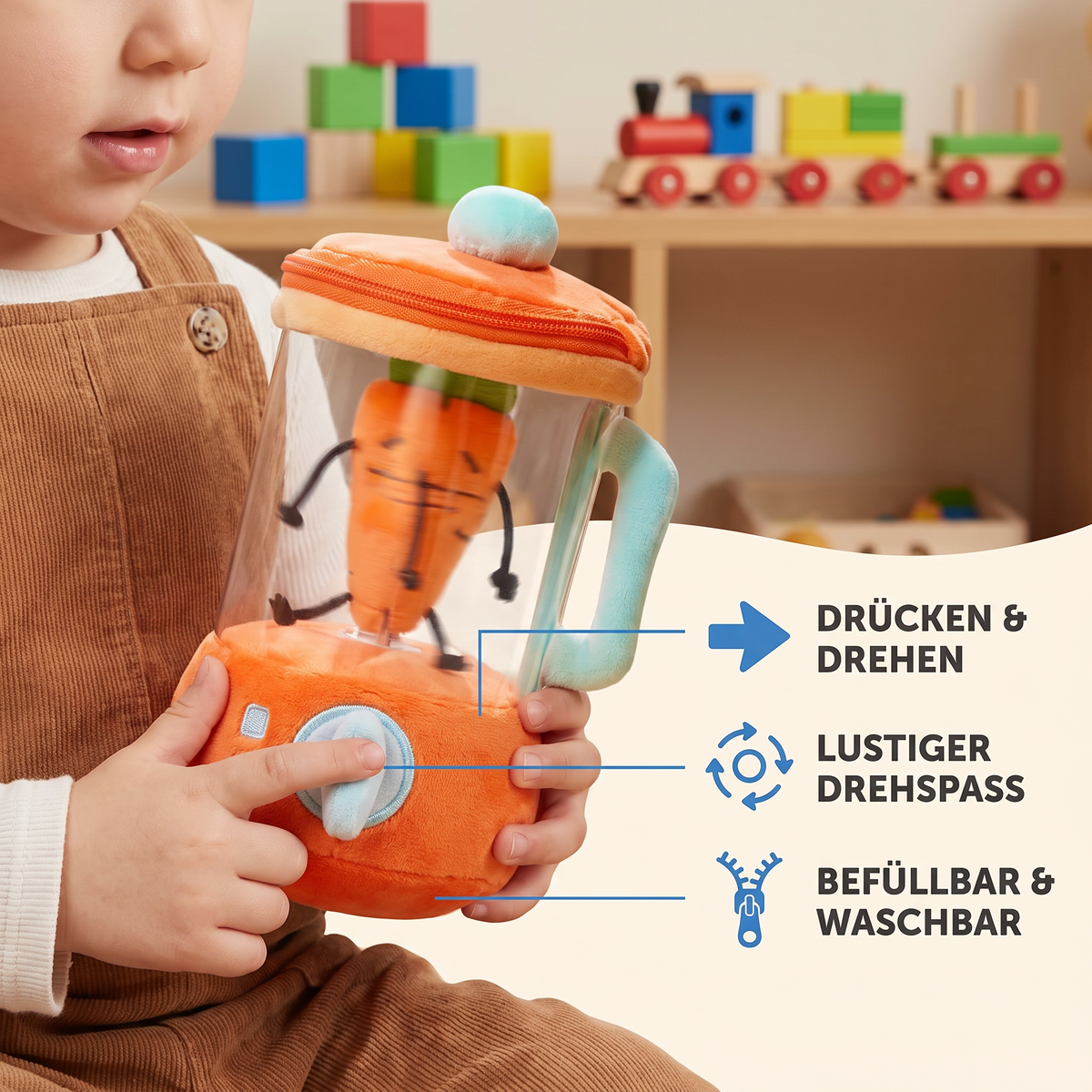 Lustiges Karotten-Kuschelspielzeug mit Mischfunktion für Kinder