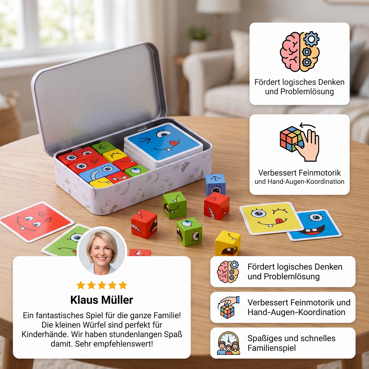 Gesicht Puzzle Würfel Spiel
