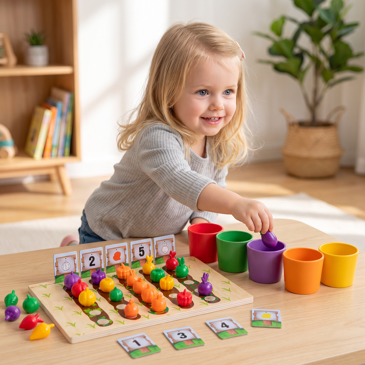 Montessori Lernspiel Bauernhof – Farben & Zahlen