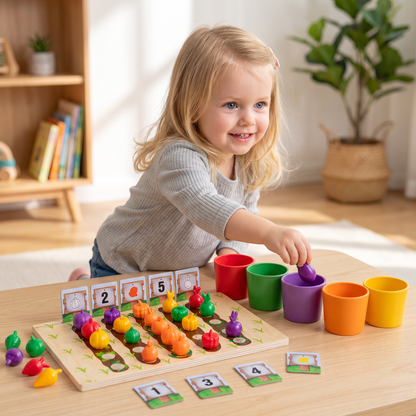 Montessori Lernspiel Bauernhof – Farben & Zahlen