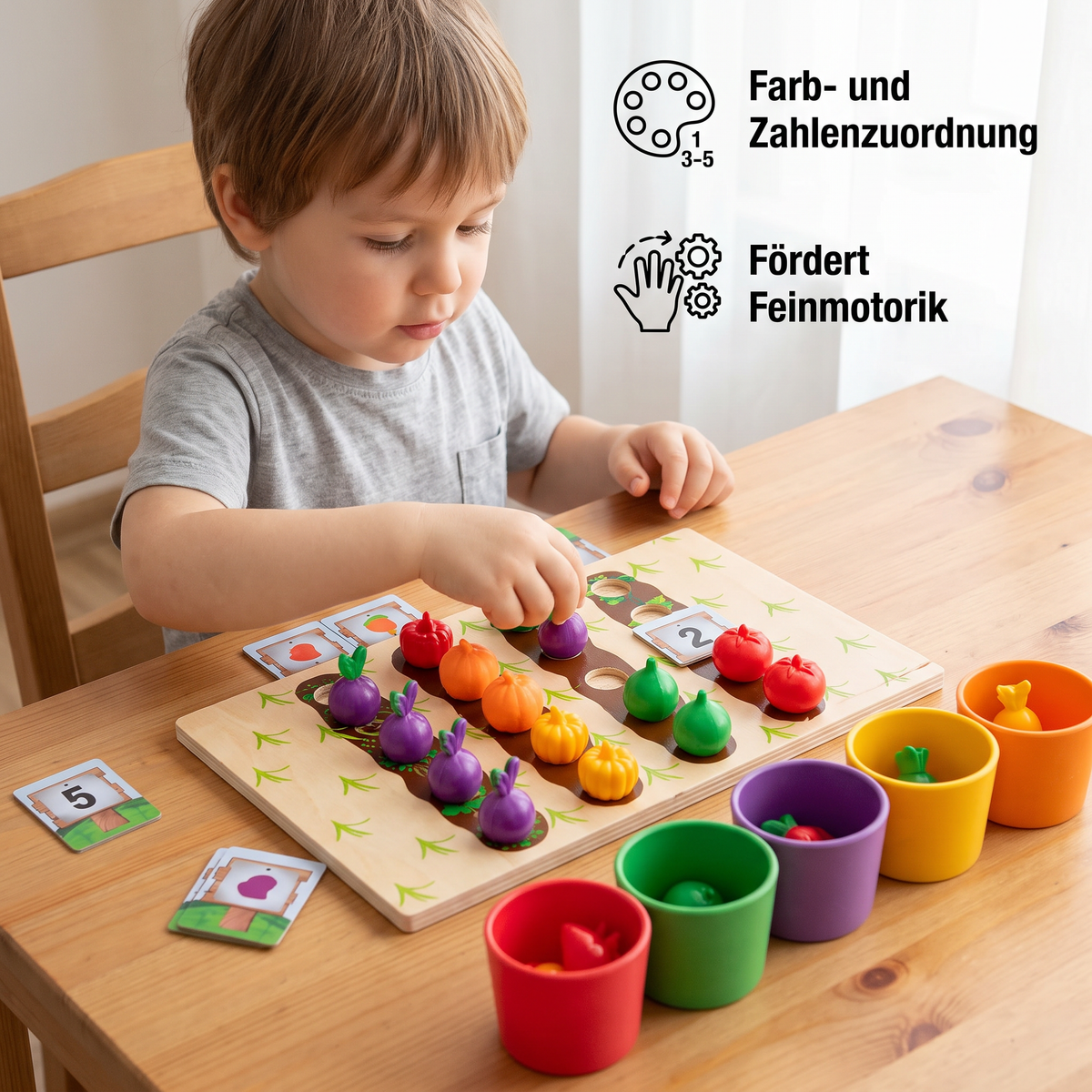 Montessori Lernspiel Bauernhof – Farben & Zahlen