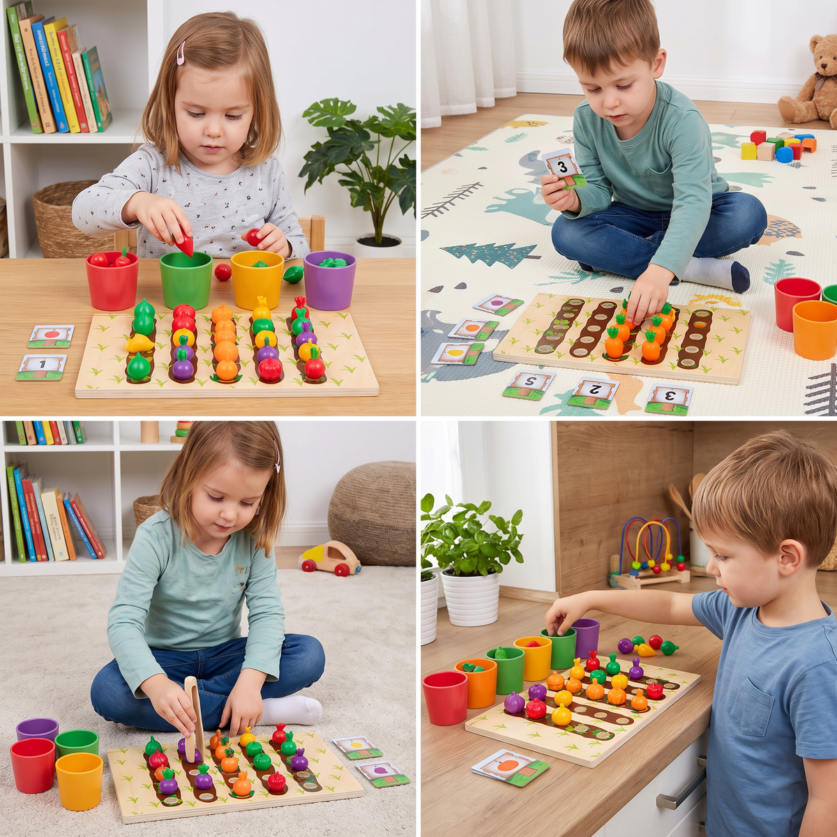 Montessori Lernspiel Bauernhof – Farben & Zahlen