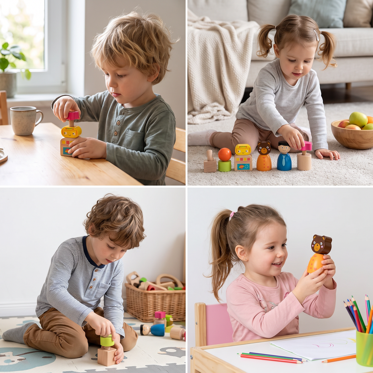 Montessori-Schraubfiguren-Spiel aus Holz