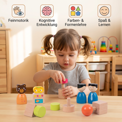 Montessori-Schraubfiguren-Spiel aus Holz