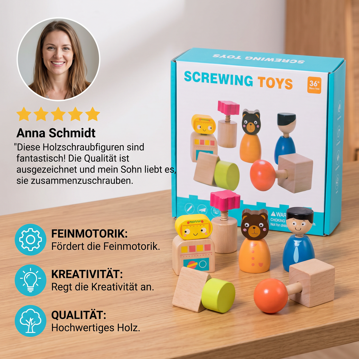 Montessori-Schraubfiguren-Spiel aus Holz