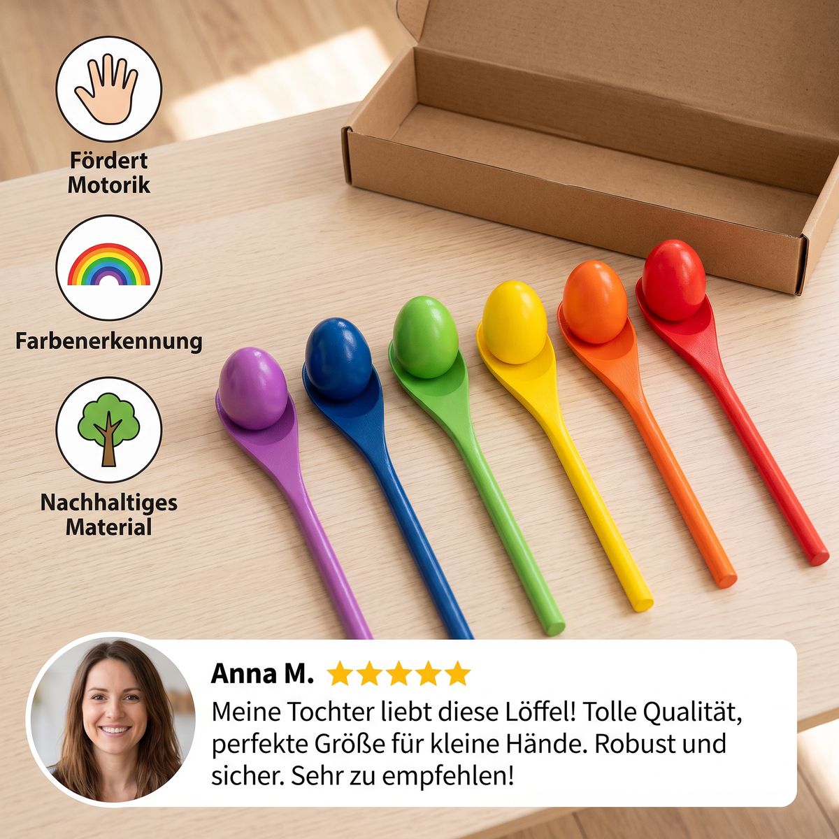 Montessori-Farblöffel aus Holz