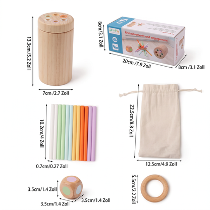 Montessori-Farbspiel mit Holzstäbchen