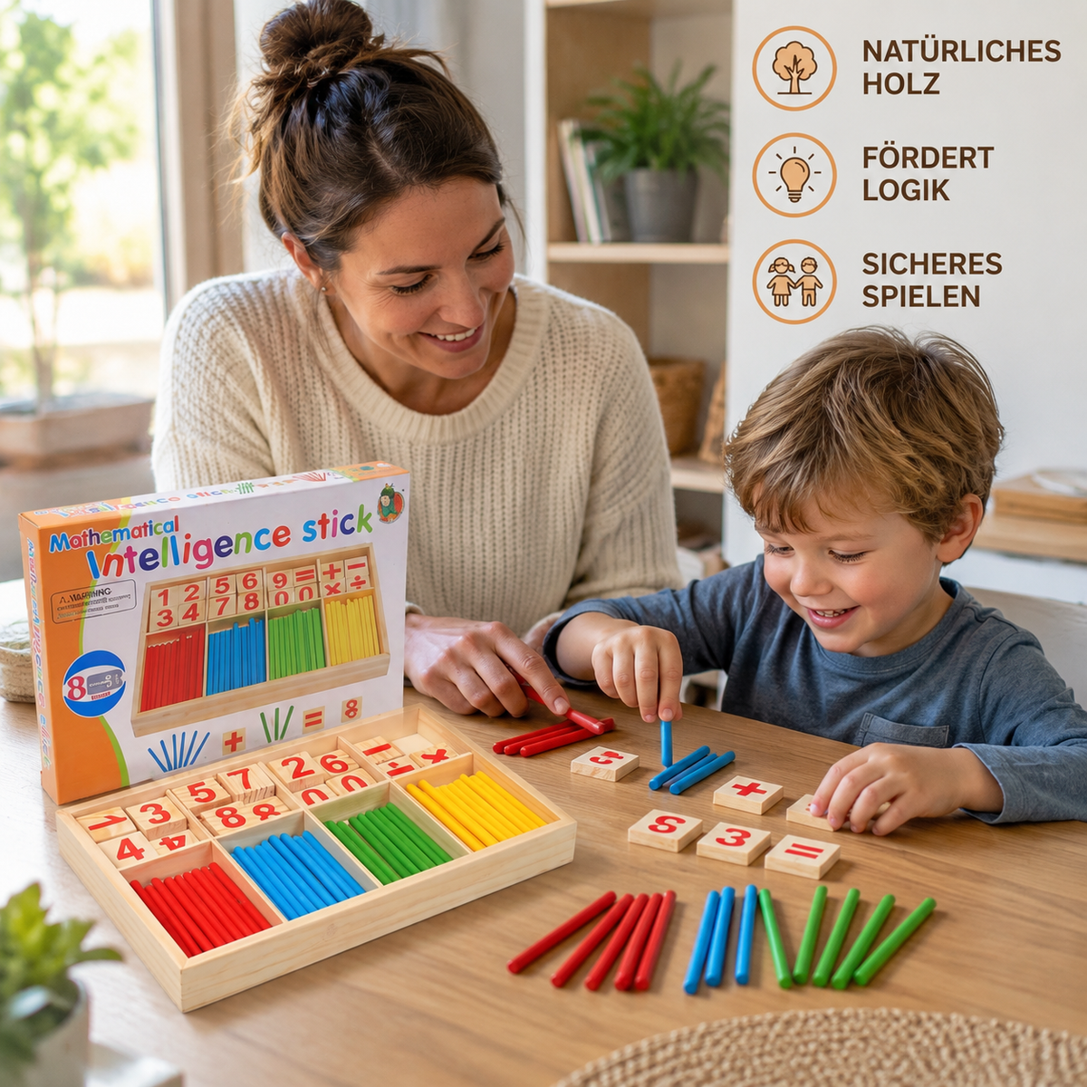 Montessori-Rechenstäbchen zum spielerischen Rechnenlernen